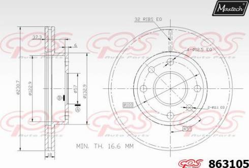 Maxtech 863105.0000 - Гальмівний диск autozip.com.ua