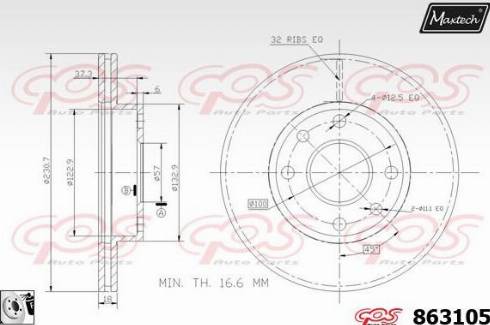 Maxtech 863105.0060 - Гальмівний диск autozip.com.ua