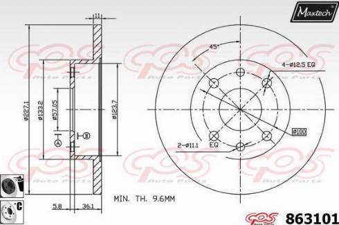 Maxtech 863101.6060 - Гальмівний диск autozip.com.ua