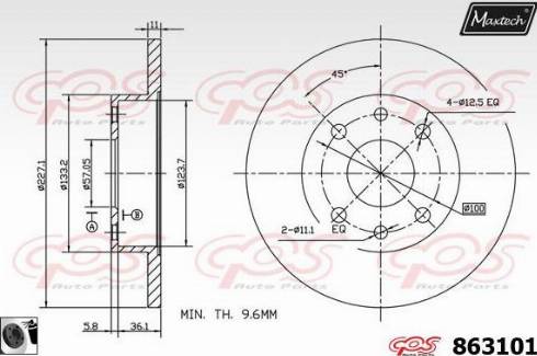 Maxtech 863101.0060 - Гальмівний диск autozip.com.ua