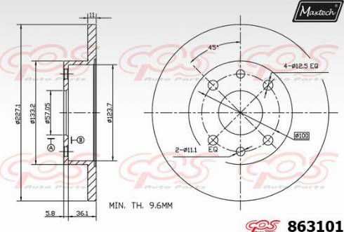 Maxtech 863101.0000 - Гальмівний диск autozip.com.ua