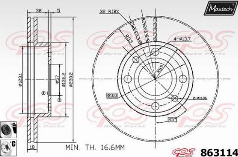 Maxtech 863114.6060 - Гальмівний диск autozip.com.ua