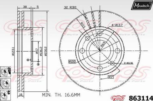 Maxtech 863114.6980 - Гальмівний диск autozip.com.ua