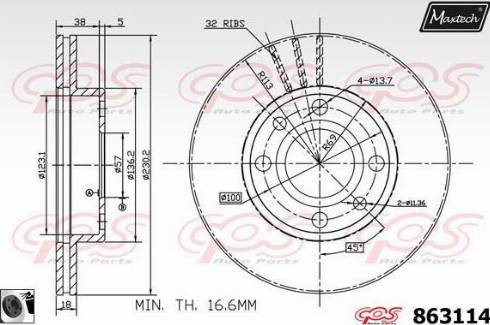 Maxtech 863114.0060 - Гальмівний диск autozip.com.ua