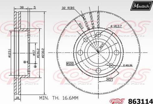 Maxtech 863114.0000 - Гальмівний диск autozip.com.ua