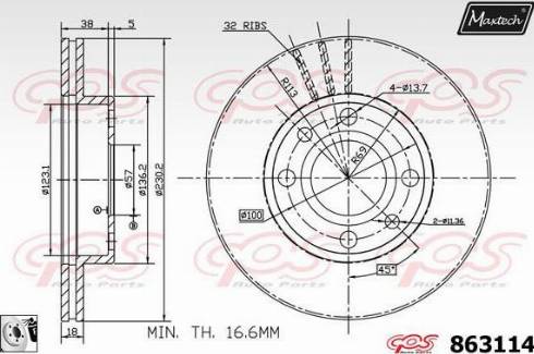 Maxtech 863114.0080 - Гальмівний диск autozip.com.ua