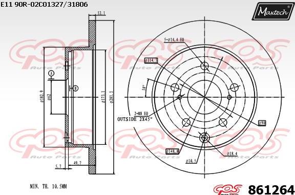 Maxtech 863111 - Гальмівний диск autozip.com.ua