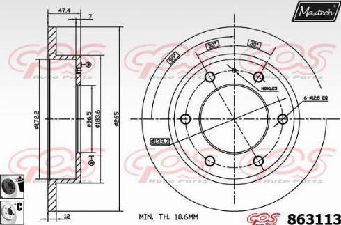 Maxtech 863113.6060 - Гальмівний диск autozip.com.ua