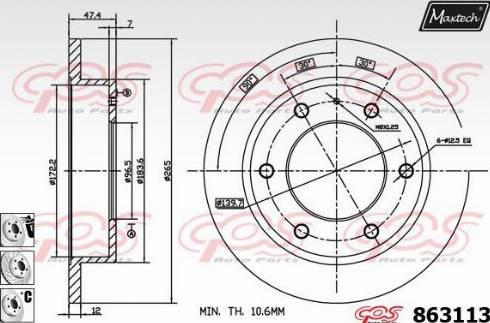 Maxtech 863113.6880 - Гальмівний диск autozip.com.ua