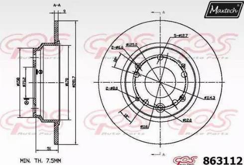 Maxtech 863112.6060 - Гальмівний диск autozip.com.ua