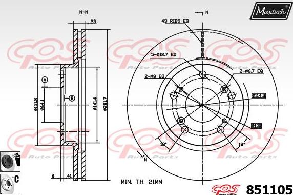 Maxtech 863123 - Гальмівний диск autozip.com.ua