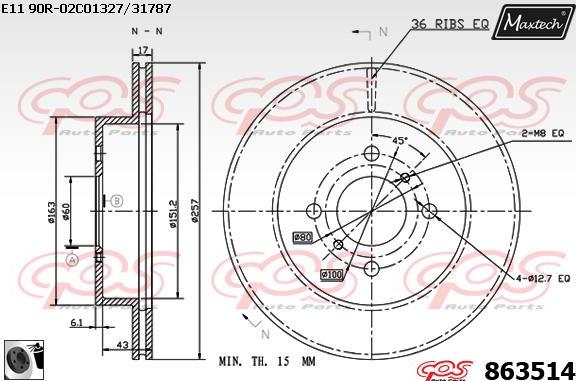 Maxtech 863304 - Гальмівний диск autozip.com.ua