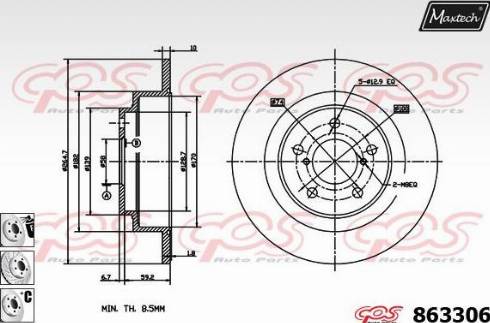 Maxtech 863306.6880 - Гальмівний диск autozip.com.ua