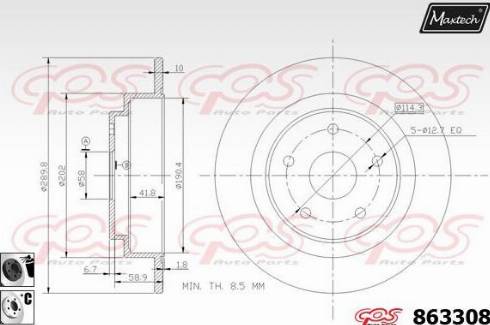 Maxtech 863308.6060 - Гальмівний диск autozip.com.ua