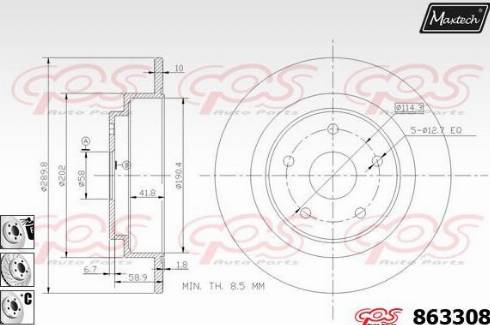 Maxtech 863308.6980 - Гальмівний диск autozip.com.ua