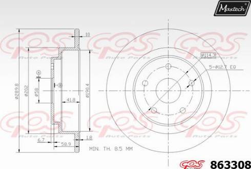 Maxtech 863308.0000 - Гальмівний диск autozip.com.ua