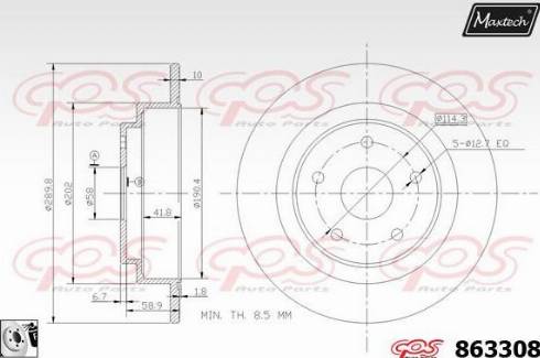 Maxtech 863308.0080 - Гальмівний диск autozip.com.ua