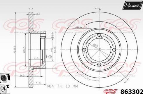 Maxtech 863302.6060 - Гальмівний диск autozip.com.ua