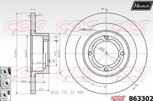 Maxtech 863302.6880 - Гальмівний диск autozip.com.ua