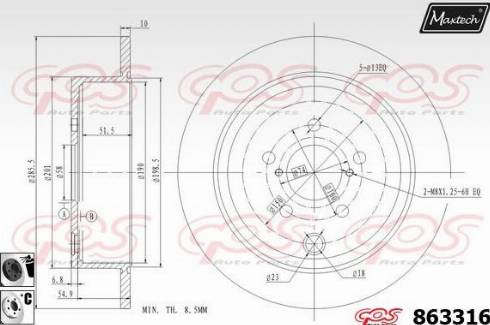 Maxtech 863316.6060 - Гальмівний диск autozip.com.ua