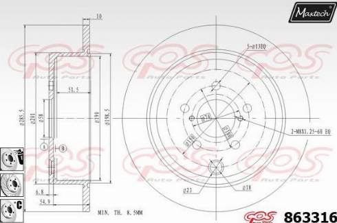 Maxtech 863316.6980 - Гальмівний диск autozip.com.ua