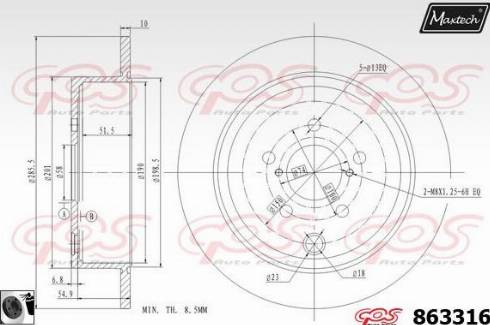 Maxtech 863316.0060 - Гальмівний диск autozip.com.ua