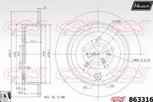 Maxtech 863316.0080 - Гальмівний диск autozip.com.ua