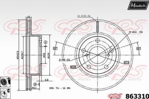 Maxtech 863310.6060 - Гальмівний диск autozip.com.ua