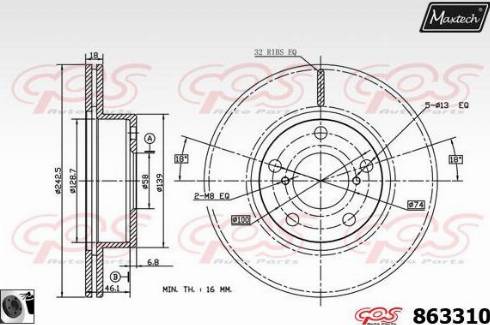 Maxtech 863310.0060 - Гальмівний диск autozip.com.ua