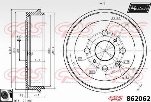 Maxtech 862062.0060 - Гальмівний барабан autozip.com.ua