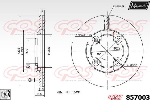 Maxtech 811169 - Гальмівний диск autozip.com.ua