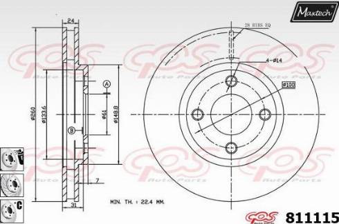 Maxtech 811115.6880 - Гальмівний диск autozip.com.ua