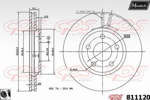 Maxtech 811120.0060 - Гальмівний диск autozip.com.ua