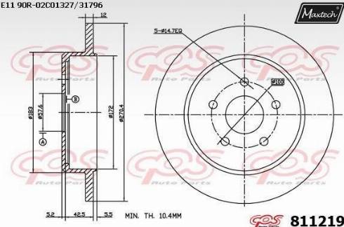 Maxtech 811219.0000 - Гальмівний диск autozip.com.ua