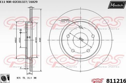 Maxtech 811216.0060 - Гальмівний диск autozip.com.ua