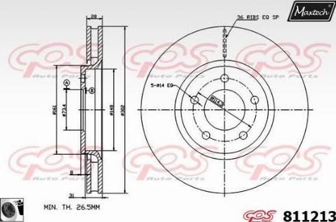 Maxtech 811213.0060 - Гальмівний диск autozip.com.ua