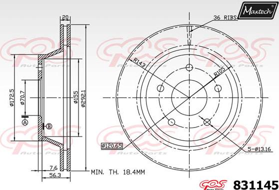 Maxtech 811213 - Гальмівний диск autozip.com.ua