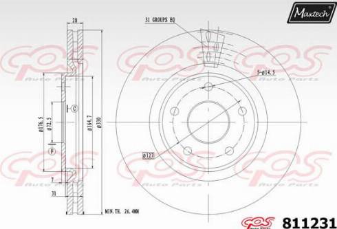 Maxtech 811231.0000 - Гальмівний диск autozip.com.ua