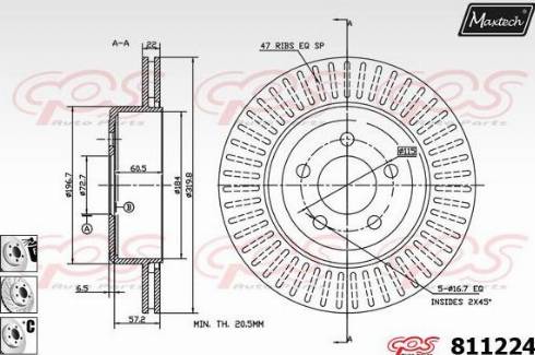 Maxtech 811224.6880 - Гальмівний диск autozip.com.ua