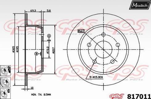 Maxtech 817011.6880 - Гальмівний диск autozip.com.ua