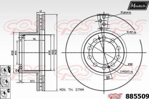 Maxtech 885509.6880 - Гальмівний диск autozip.com.ua