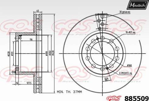 Maxtech 885509.0000 - Гальмівний диск autozip.com.ua