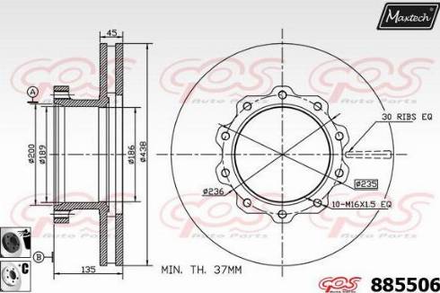 Maxtech 885506.6060 - Гальмівний диск autozip.com.ua