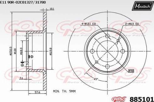 Maxtech 885101.0000 - Гальмівний диск autozip.com.ua