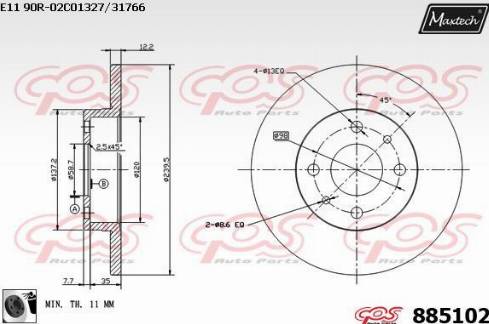 Maxtech 885102.0060 - Гальмівний диск autozip.com.ua