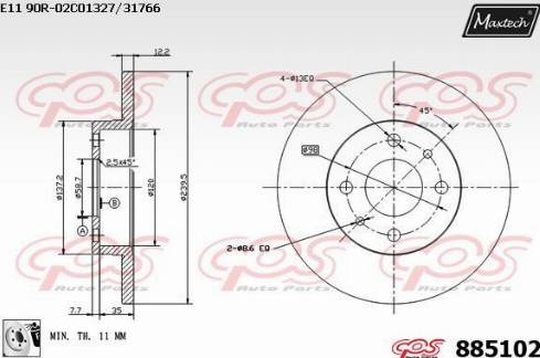 Maxtech 885102.0080 - Гальмівний диск autozip.com.ua