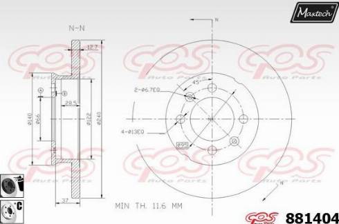 Maxtech 881404.6060 - Гальмівний диск autozip.com.ua