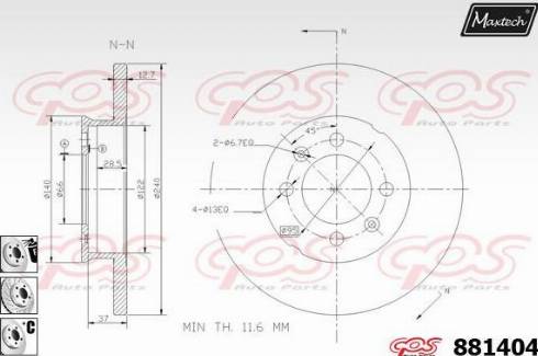 Maxtech 881404.6980 - Гальмівний диск autozip.com.ua