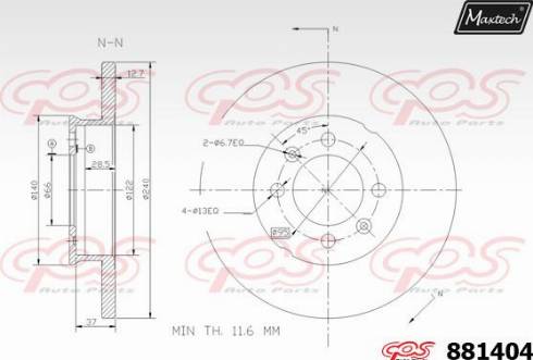 Maxtech 881404.0000 - Гальмівний диск autozip.com.ua