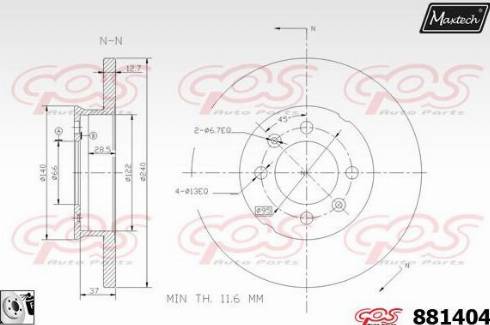 Maxtech 881404.0080 - Гальмівний диск autozip.com.ua